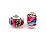 Queena Colorful Round Murano Beads European Diy Charms Fit Big Hole Beads
