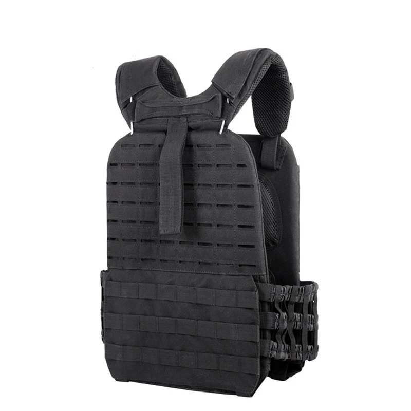 Quick released black tactical vest for army,  military black tactical vest in laser cut molle system,  new  army combat vest