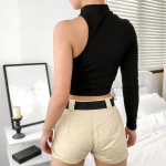 r30206sautumn  plain slim one shoulder off women's blouse shirts