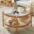 Import Rattan Round Coffee Table Home Furniture Wood and Glass Modern Simple with Teak Solid Living Room Furniture Transparent Glass from China