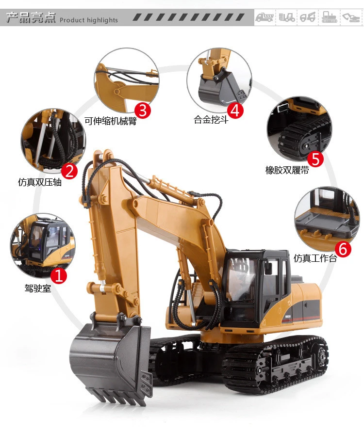 R/C City Engineer Excavator Truck remote control engineer truck  15 channel simulate truck toy