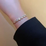 Real Gold Electroplated Diamond Bracelet Pulling Super Flash Bracelet Korean Net Red Light Luxury Simple Design Feel Adjustable