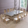 rectangle event party tablewedding banquet ceremony cake dining table with crystals new design glass mirror top wedding tables