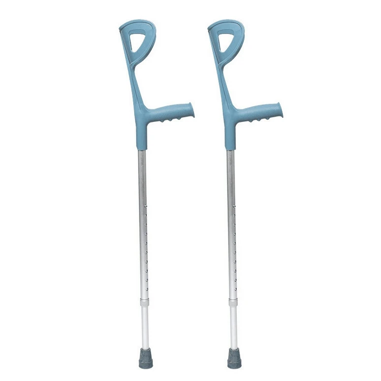 Rehabilitation physiotherapy: Crutches, adjustable, forearm with closed cuff; aluminium with pads