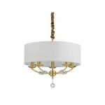 Retro decoration vintage frames metal 5 heads textile cloth lamp shade chandelier