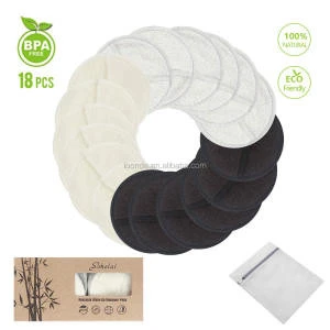Reusable Cotton Pads Face 12 pcs Washable Makeup Remover &amp; Laundry Bag Organic Skincare Cleaning Bamboo  Cloth Rounds Facial Wip