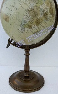 Rotating Ocean Table Globe with Antique Stand Decor Earth Geography World