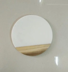 round marble-wood board with copper strip