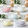 Royal floral shape western custom color high quality coffee tea bone china cup saucer