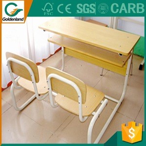School Furniture Double Wood School Desk and Chair Sets for Middle School