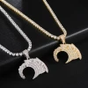 Sea Wave Pendant Iced Out CZ Bling Bling Zircon Diamond Pendant Necklace White/Yellow Gold Plated Hip Hop Luxury Jewelry