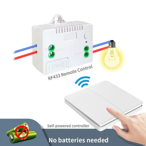 Self Powered Wireless Light Button Switch RF433 Wireless Smart Switch Remote No Battery Requered Waterproof