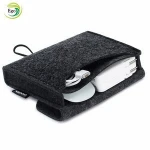Small Custom Printed Dust Black Felt Zipper Gift Pouch For Power Bank