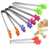 Small Palm Silicone Food Tongs Ice Candy Kitchen Stainless Steel Non-slip Mini Tongs Mini Food Serving Utensil