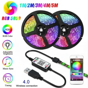 SMD5050 USB LED Strip Light 60LED/m RGB DC5V Flexible LED Light Tape Wireless Waterproof TV Background Lighting