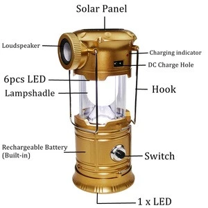 Solar rechargeable LED camping lights lanterns lamps