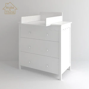 Solid wood pine kids chest of 3 drawers bedroom bedside baby drawer cabinet