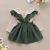 Import Spring Autumn Baby Girl Polka Dot Doll Collar Bodysuit +Suspender Ruffle Skirt 2pcs Toddler Outfit Green Red Baby Clothing Set from China