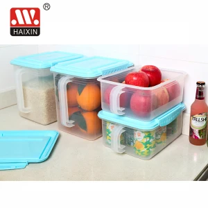 Stackable plastic fruit and vegetable storage box for refrigerator