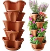 Stacking Planters-Garden Planter-Flower Pot- Terracotta Stone Black Tuscany- 5 Tier