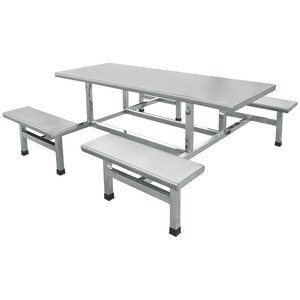 Stainless steel durable restaurant and canteen 4-people/6-people dining table and chair