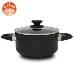 Stainless steel dutch oven with bakelite handle and tempered glass lid