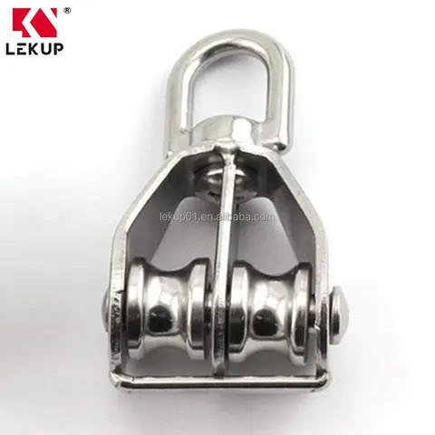 Stainless Steel Rope Roller Pulley Crane Cable Pulley Roller Double Pulley Block for Wire Cable Loading