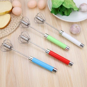Stainless Steel Rotary Egg Beater Rotating Semi-automatic Egg Whisk