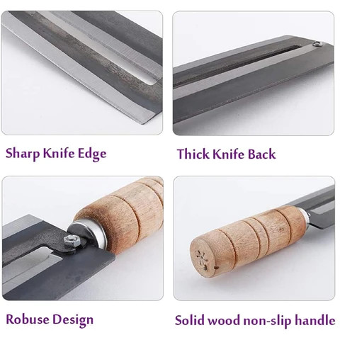 Sugar Cane Knives Pineapple Peeler High Quality Carbon Knife Cane Peeler with Wooden Handle Fruit Paring Knife