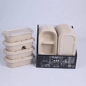 Sugarcane bagasse pulp to go food container, corn strach biodegradable food container, biodegradable tableware making machine