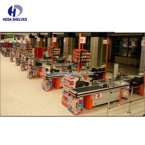 Supermarket Equipment Non - automatic Checkout Counter with ABS Bumper Bar