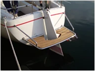 Teak wood boat bowsprit swim platform for sailboat feet with adjustable telescopic stanchions with support stanchions