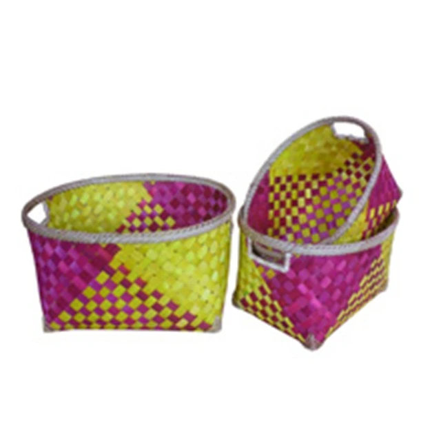 three color full set of viet nam bamboo basket weaving