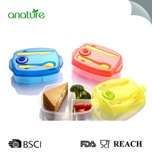 Three Parts Round Child Food Grade PP Lunch Box With Customer Color And Logo