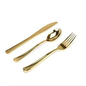 Top quality 100% FOOD GRADE plastic gold cutlery set, silverware set,disposable flatware