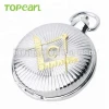 Topearl Jewelry LPW283 Freemason Masonic Quartz Pocket Watch Chain Exquisite Silvery Fashion Design