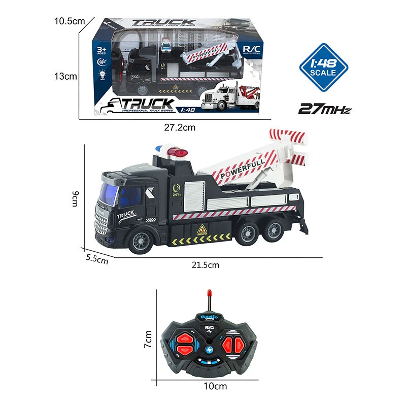 Traffic rescue crane truck trailer remote toy rc car toys radio control trucks kids vehicle toy