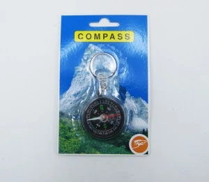 Travel Outdoor Camping Hiking Transparent Plastic Liquid Filled Mini Compass with Keychain