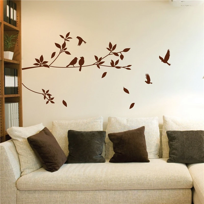Tree and Bird Wall Stickers Vinyl Art Decals Custom wall stickers, childrens room bedroom wall stickers decorative arts