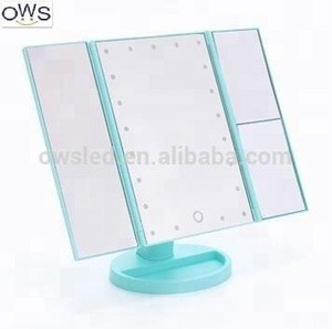 Tri-fold 22 LED Light Touch Screen Stand Vanity Makeup Mirror 6 Colors