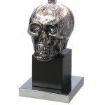 unique antique silver resin life size skull table lamp