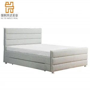 Upholstered drawer bed fabric bedroom wood slats furniture bed with storage