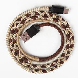 Urizons Handmade Rope USB Charger Cable DATA TYEP-C Cable for Samsung S9 Fasting Charging Mobile Cable Mobile Accessory