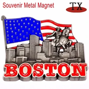 USA Boston City Paul Revere with Flag Tourist Souvenir 3d Fridge Magnet