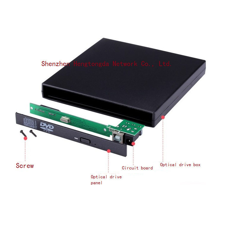USB2.0 Port slim portable optical drive case External DVD-ROM Disk Driver CD dvd writer external boxs for Notebook