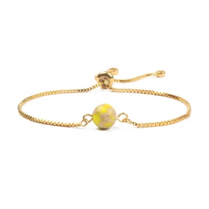 Vivid Color Semi-precious 8mm Gemstone Stainless Steel Jewelry Bracelet Women, Silver Gold Plated Chain Bracelet