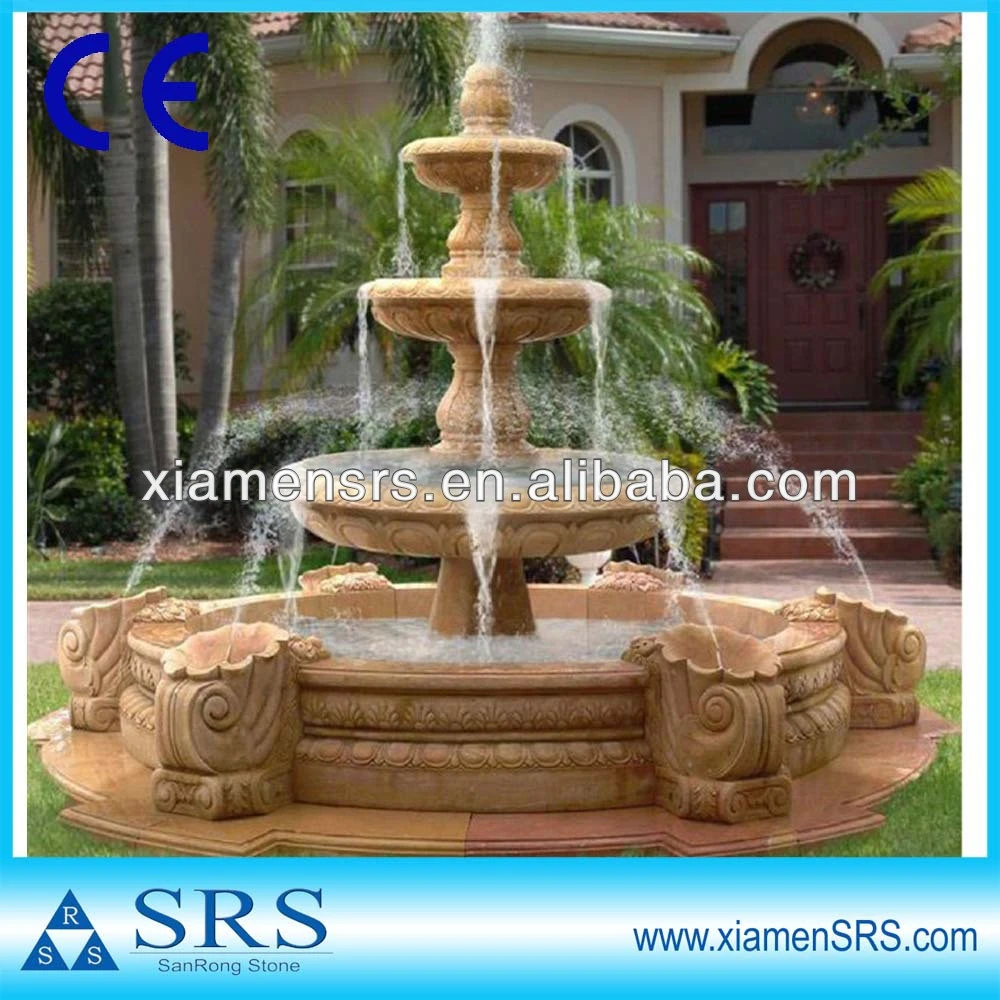 Water fountain Yellow stone outdoor sculpture