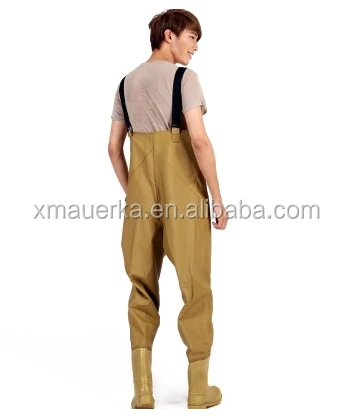 Waterproof PVC fishing chest wader suit with rubber pvc pants