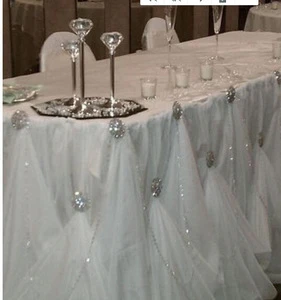Wedding Decoration Ruffled Curly Willow Skirt Chiffon Table Skirt