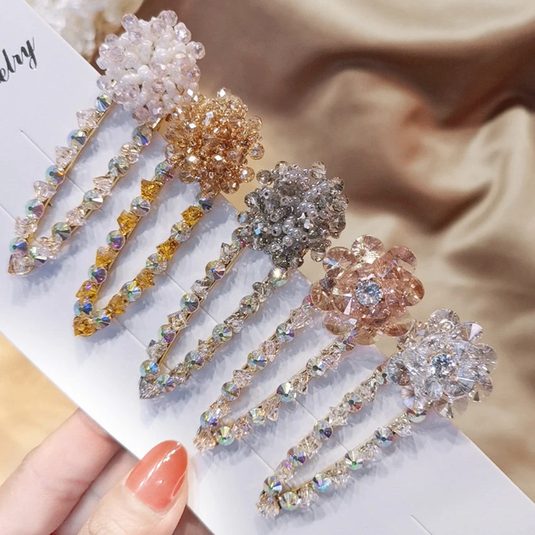 Wedding jewelry ladies glitter rhinestone hair barrettes crystal plastic stone hair clips